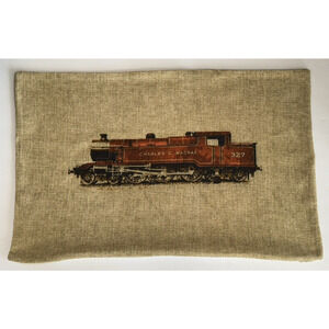 POTTERY BARN 16”x26” Cream/Rust Train 100% Cotton Lumbar Pillow Cover EUC - RARE